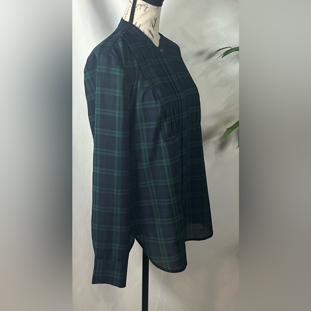 J.Crew Blue Green Plaid Button-Front Blouse – Women’s Size S - Picture 8 of 11